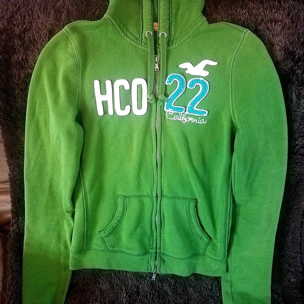 Green Hollister zip up hoodie